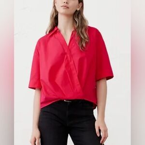 Banana Republic Collard Wrap Popover Top